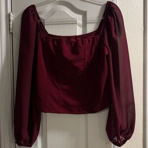 Maroon Long Sleeve Blouse